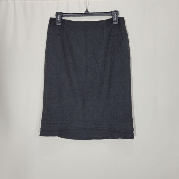 Classiques Entier Charcoal Gray Ruffle Hem Pencil Skirt Size 4 - Picture 1 of 7